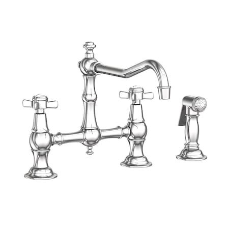 Newport Brass Kitchen Bridge Faucet With Side Spray in Polished Chrome 945-1-26